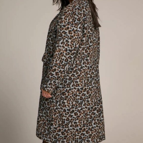 Bernardo Blue Leopard Coat Size 2X New Pockets Hidden Button Down Heavy - Picture 3 of 9